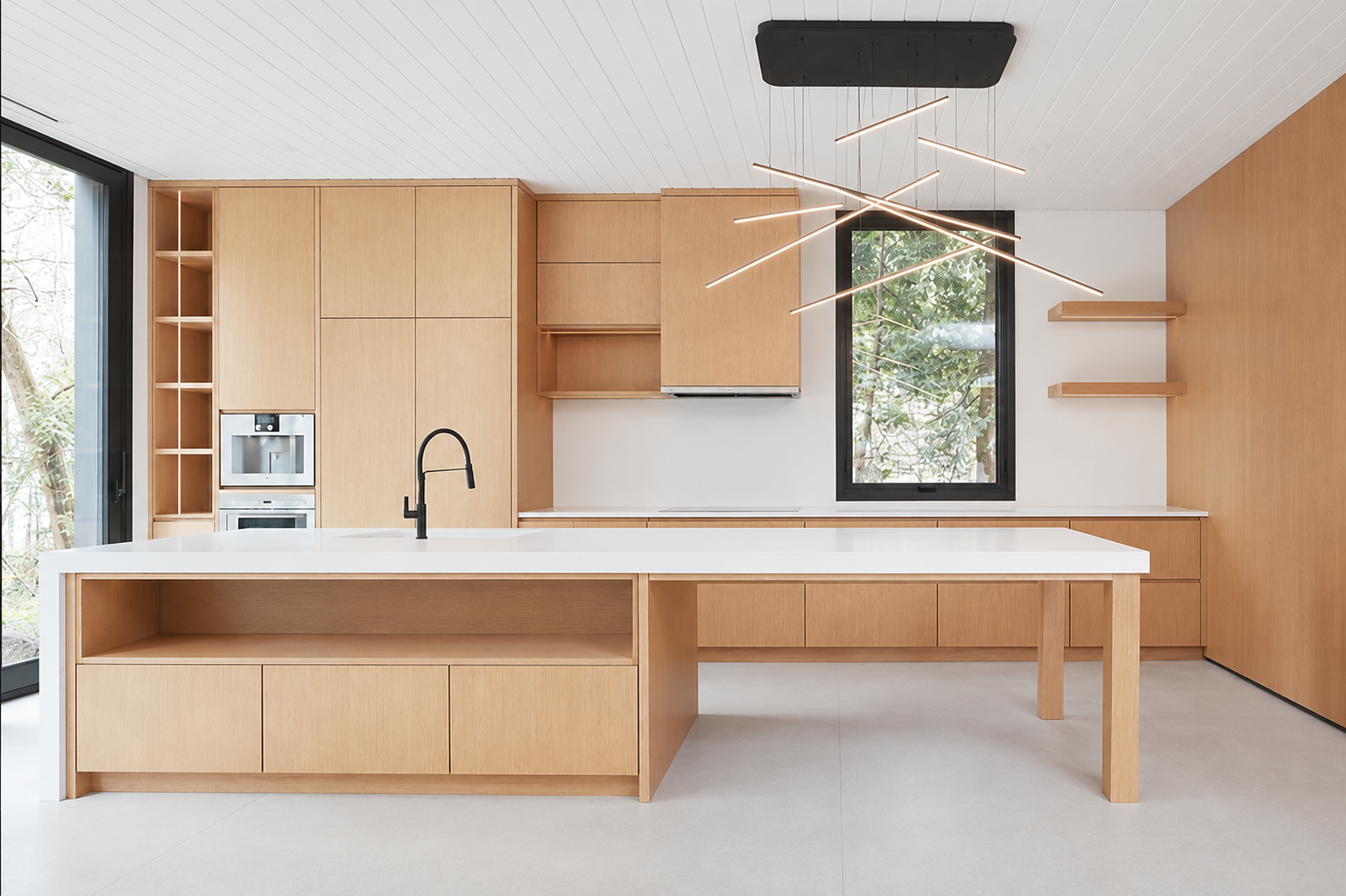 Light Oak Modern Flat Panel