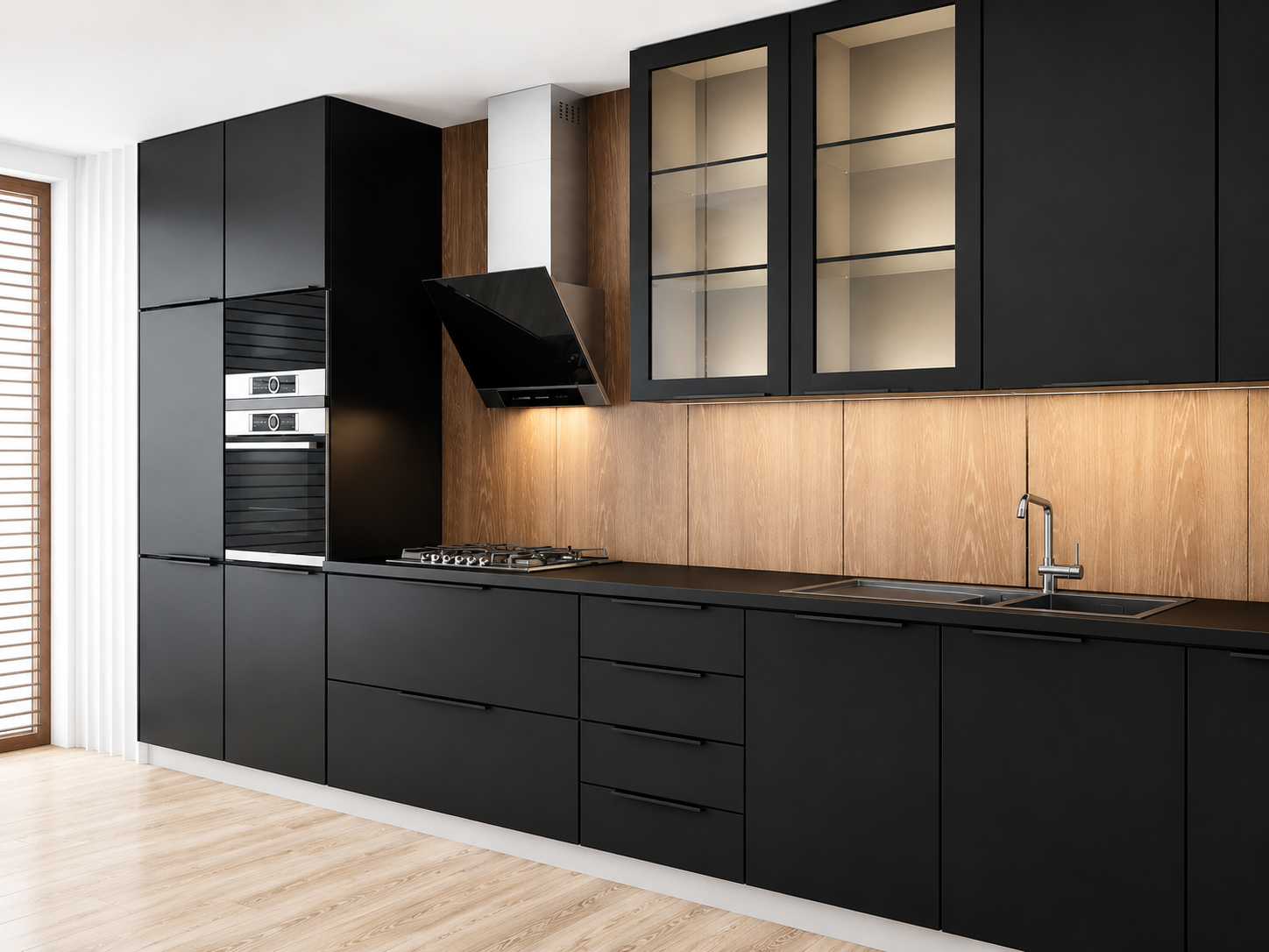 Matte Black Flat Panel Kitchen