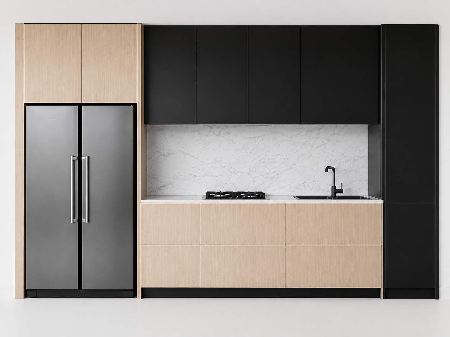 Oak & Black Flat Panel Kitchen 10-ft price reference