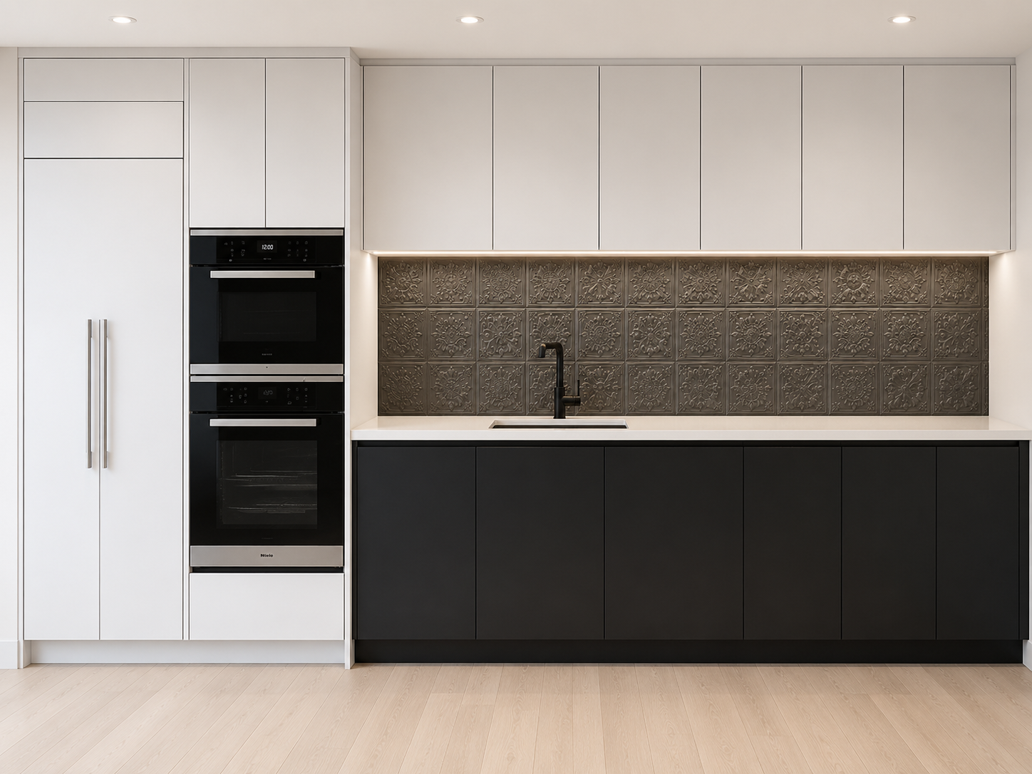 White & Charcoal Flat Panel Kitchen 10-ft price reference
