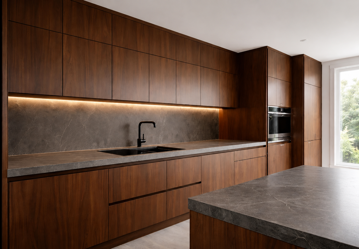 Walnut Flat Panel Kitchen