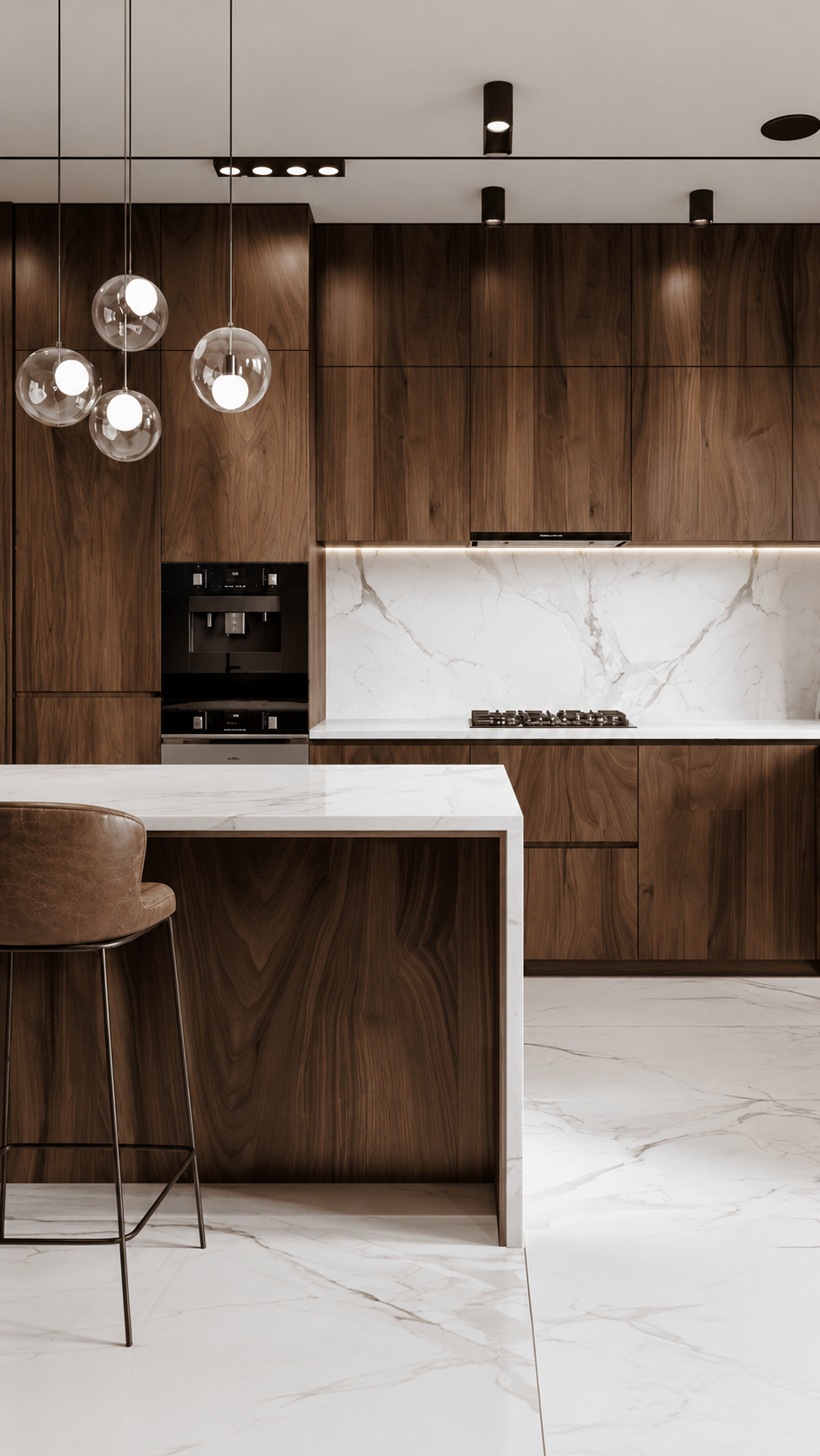 Walnut Flat Panel with Marble Look