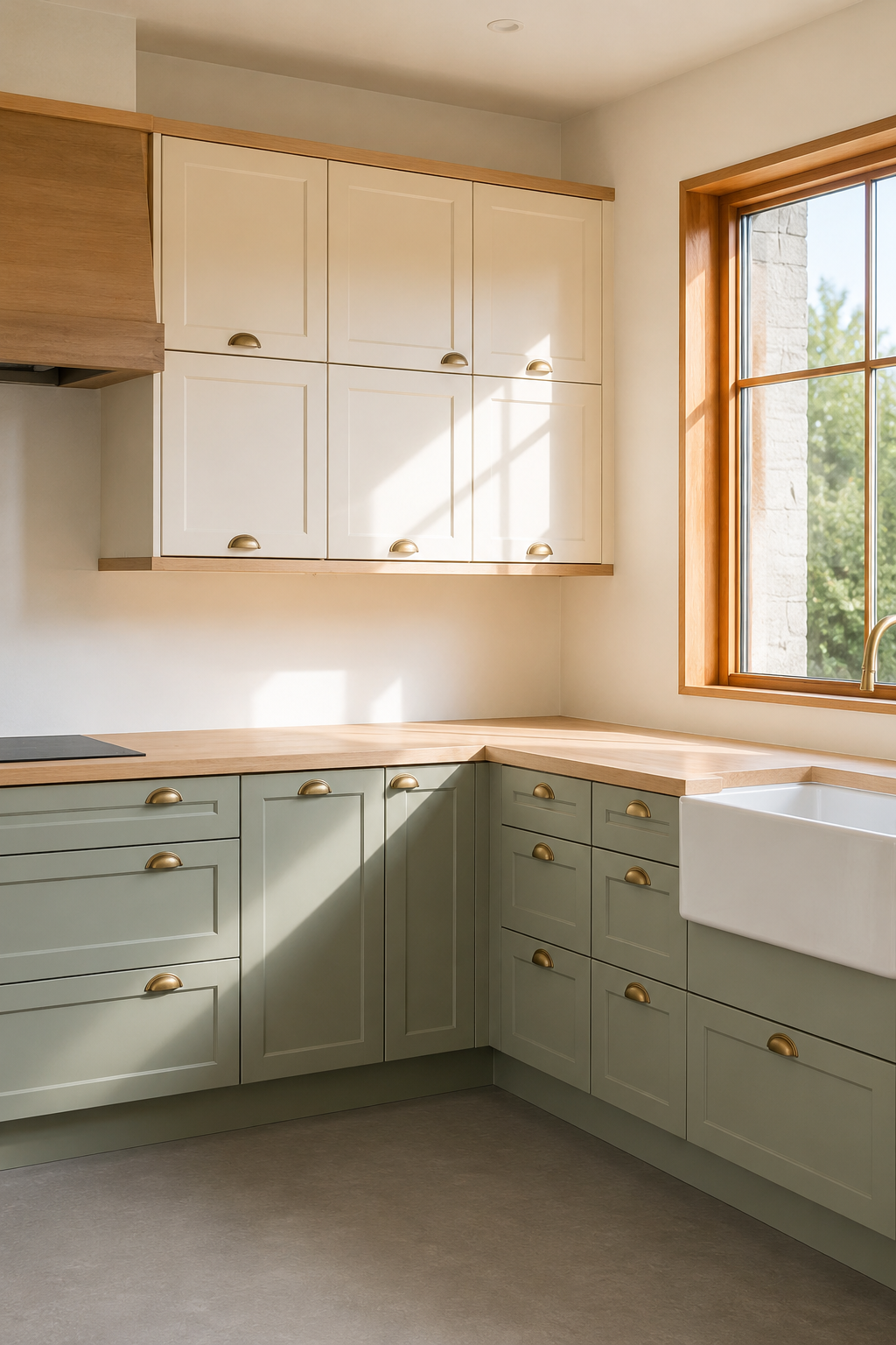 Warm White Shaker with Sage Lowers