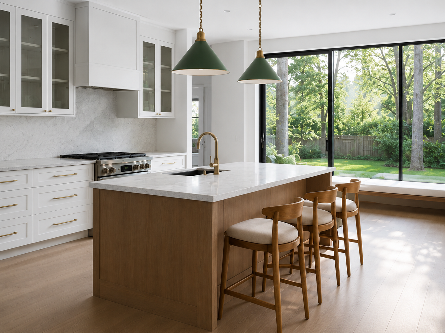 White Shaker with Warm Wood Island