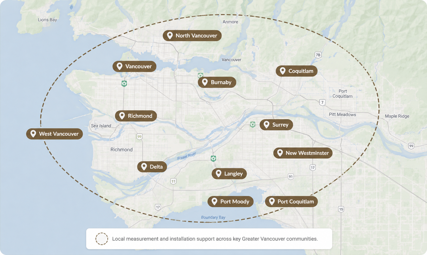 Greater Vancouver cabinet service area map